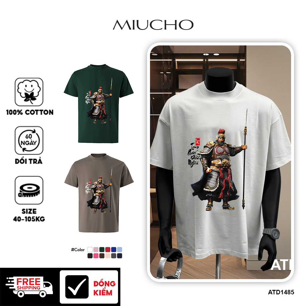 Áo phông nam tam quốc diễn nghĩa nhiều màu nhiều màu ATD1485 Miucho Iconic vải cotton in artwork