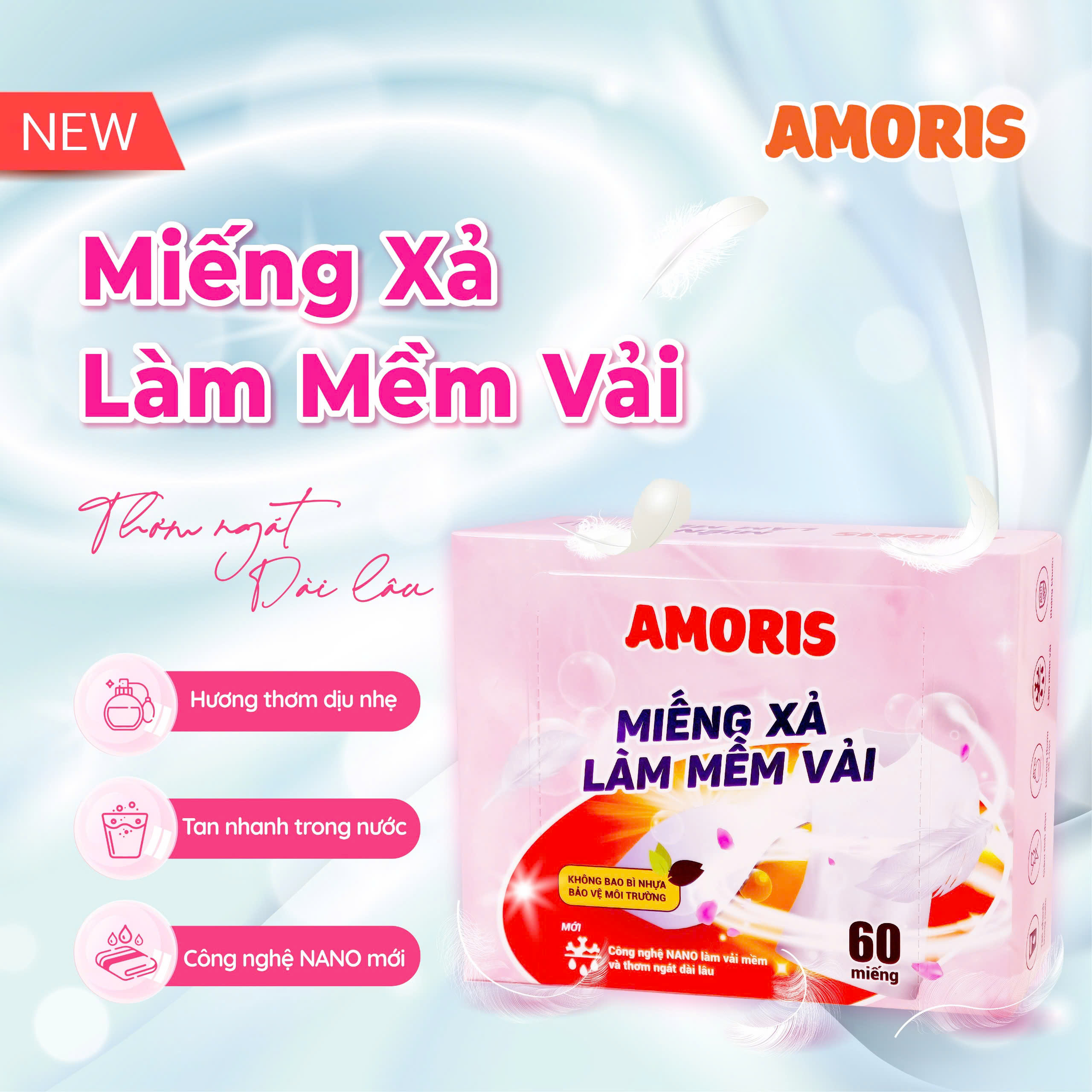 Hộp Miếng xả (60 tờ/hộp) Amoris - HHAMI05