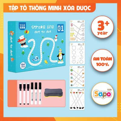 Sách Vẽ Nối Thông Minh Xoá Được 64 Trang Cho Bé