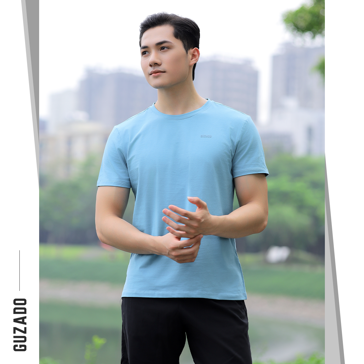 Đồ Bộ Guzado Áo Cotton Kết Hợp Quần Gió Basic  BTS03_thumbnail_14