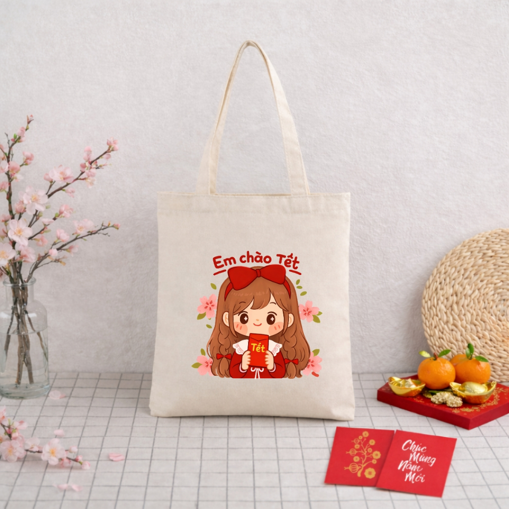 Túi Tote BST Bé gái Tết 2026 - Túi vải canvas có túi phụ và khoá kéo đựng vừa A4 và laptop (33x37cm) - TOTE34_thumbnail_8