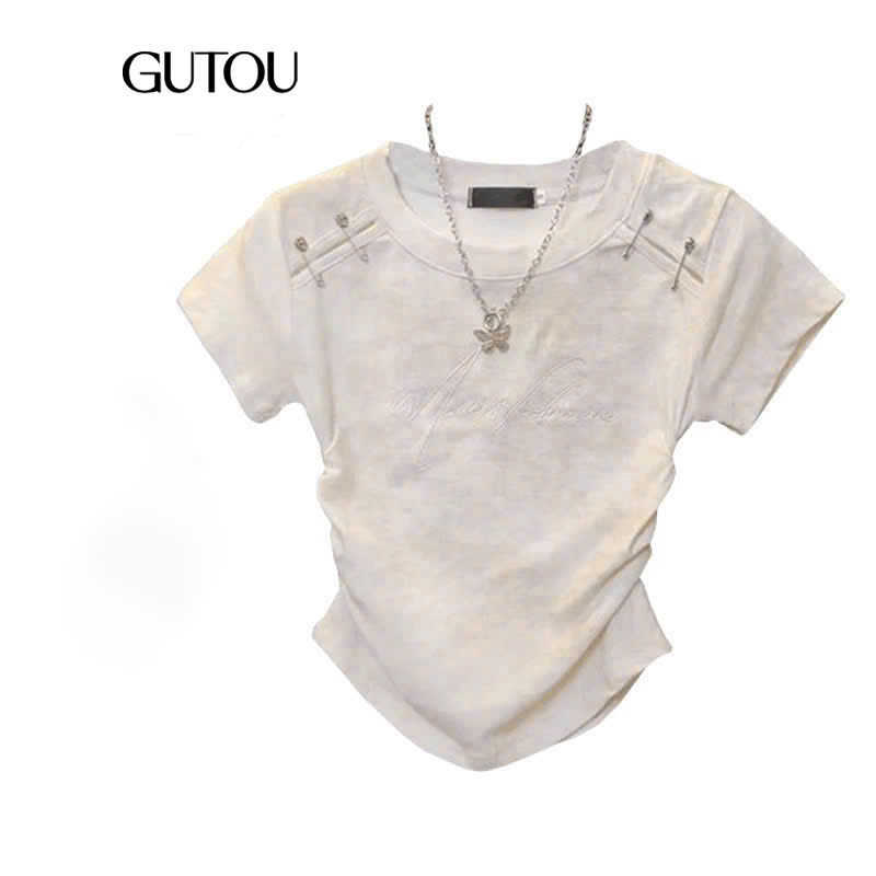 [GUTOU] Áo Thun Streetwear Ghim Băng Cá Tính_thumbnail_4