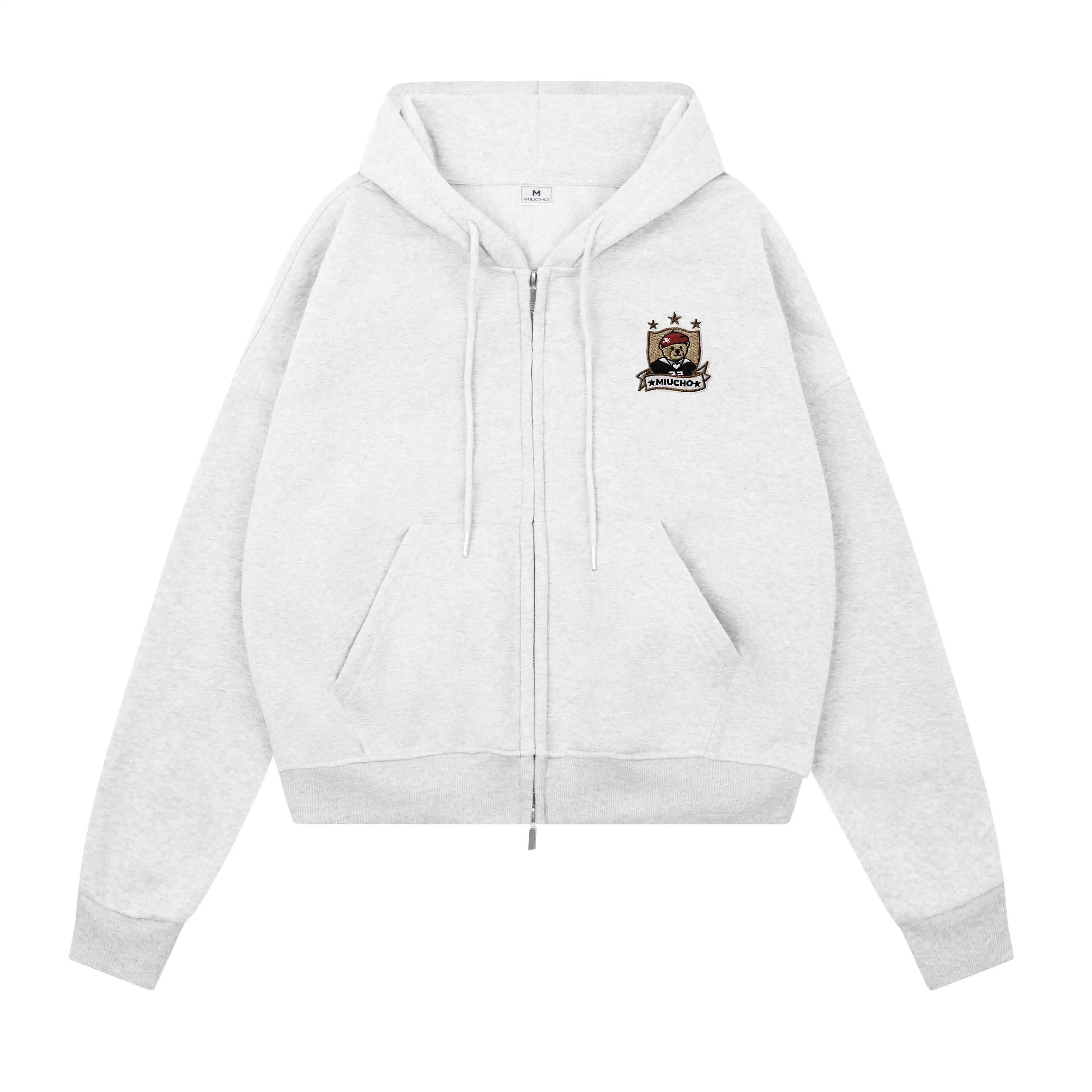 Áo hoodie zip form boxy Miucho vải nỉ 2 da mềm mại thoáng mát có nón khóa kéo in mix 2839_thumbnail_0