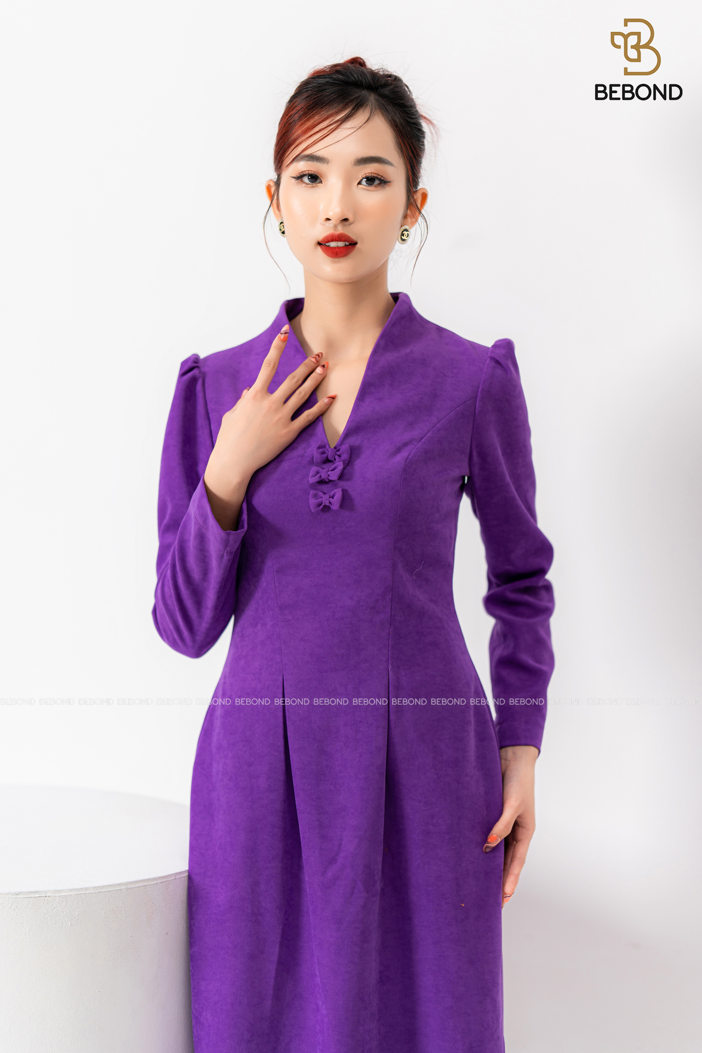 Đầm nhung tăm màu TÍM - Violet Dress_thumbnail_2