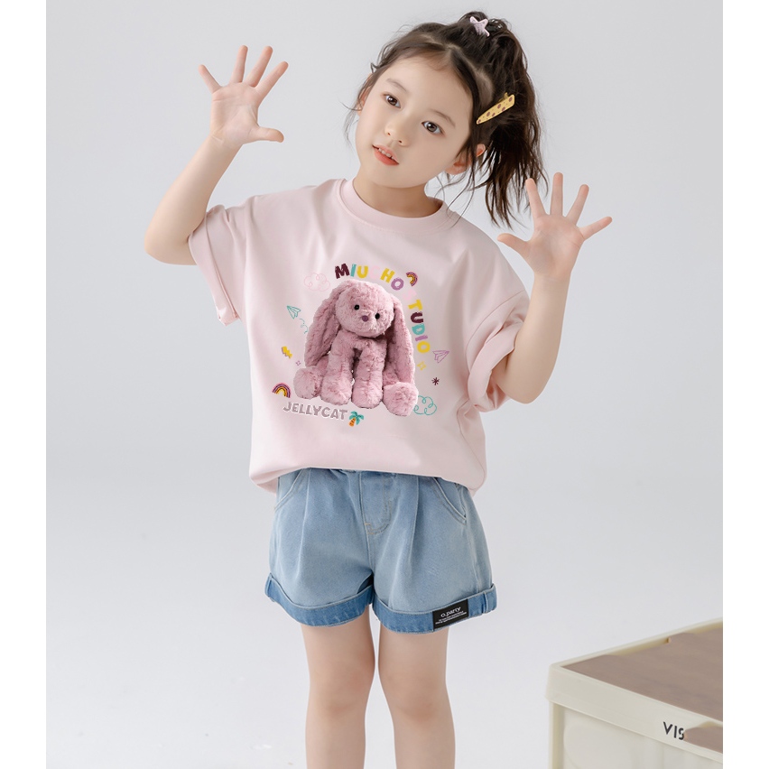Áo thun cho bé gái style hàn quốc form rông AED1174 Miucho Kid tay ngắn cổ tròn in graphic_thumbnail_6