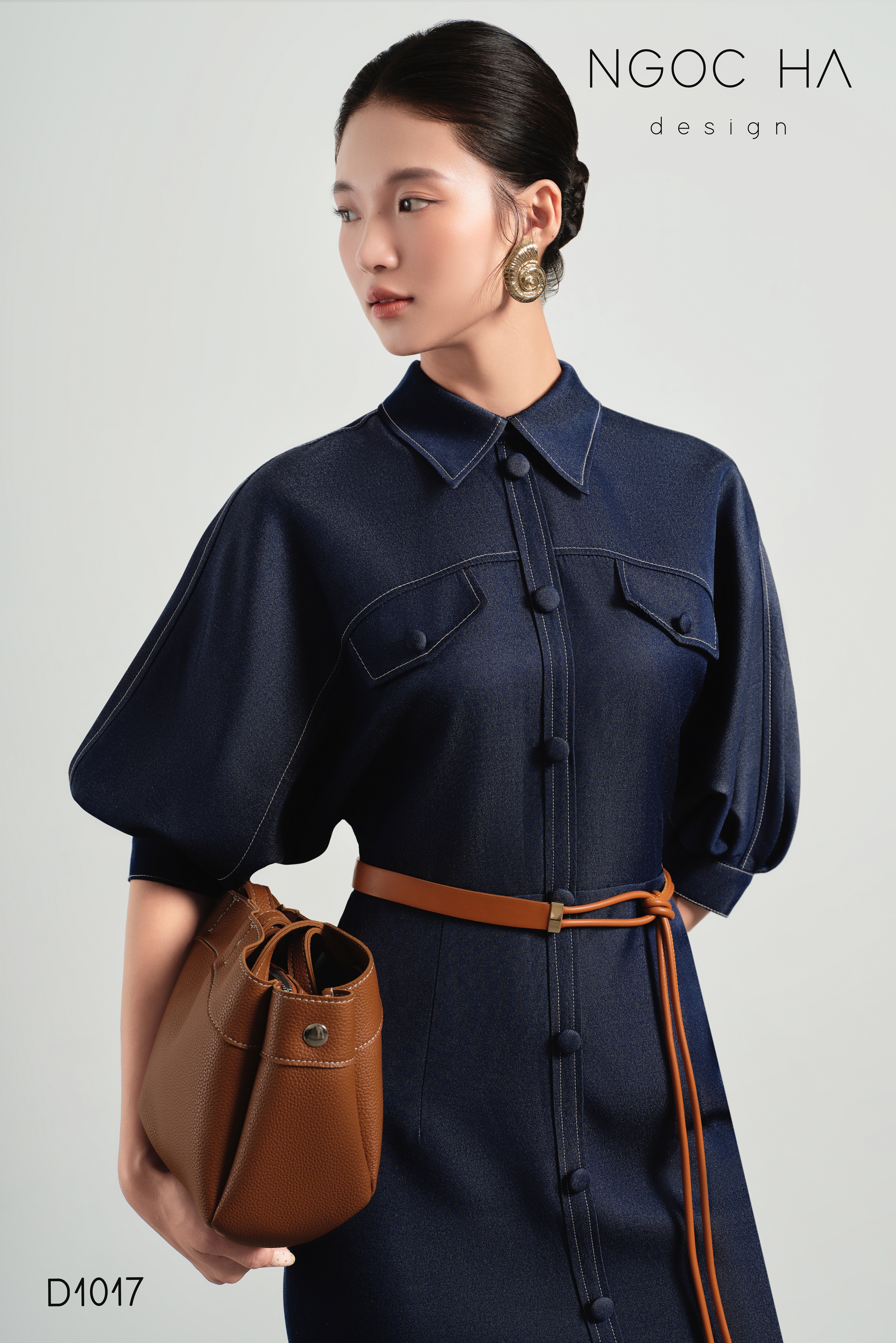 Charles Dress_ Đầm Bò Vai Rớt Màu Xanh D1017_thumbnail_2