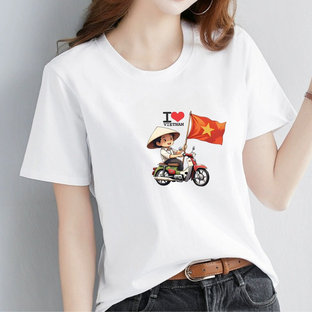 [Form vừa] Áo phông nữ Cờ Đỏ Sao Vàng Việt nam chất liệu thun cotton - Áo thun nữ 'Độc lập tự do' - LOZA G0400_thumbnail_2