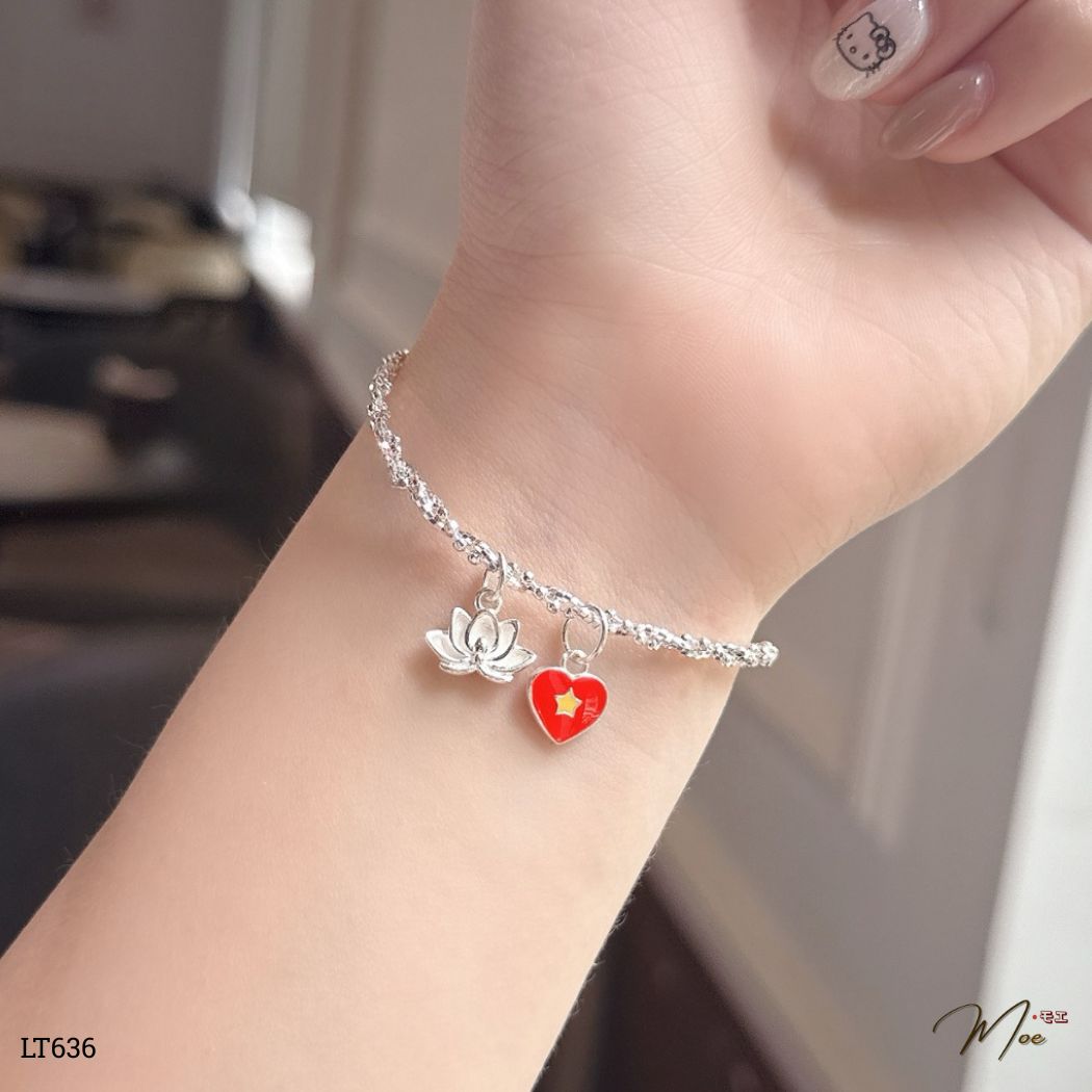 LT636 - Lắc tay xoắn lá cờ mix charm hoa mai/hoa sen/hồ điệp_thumbnail_3