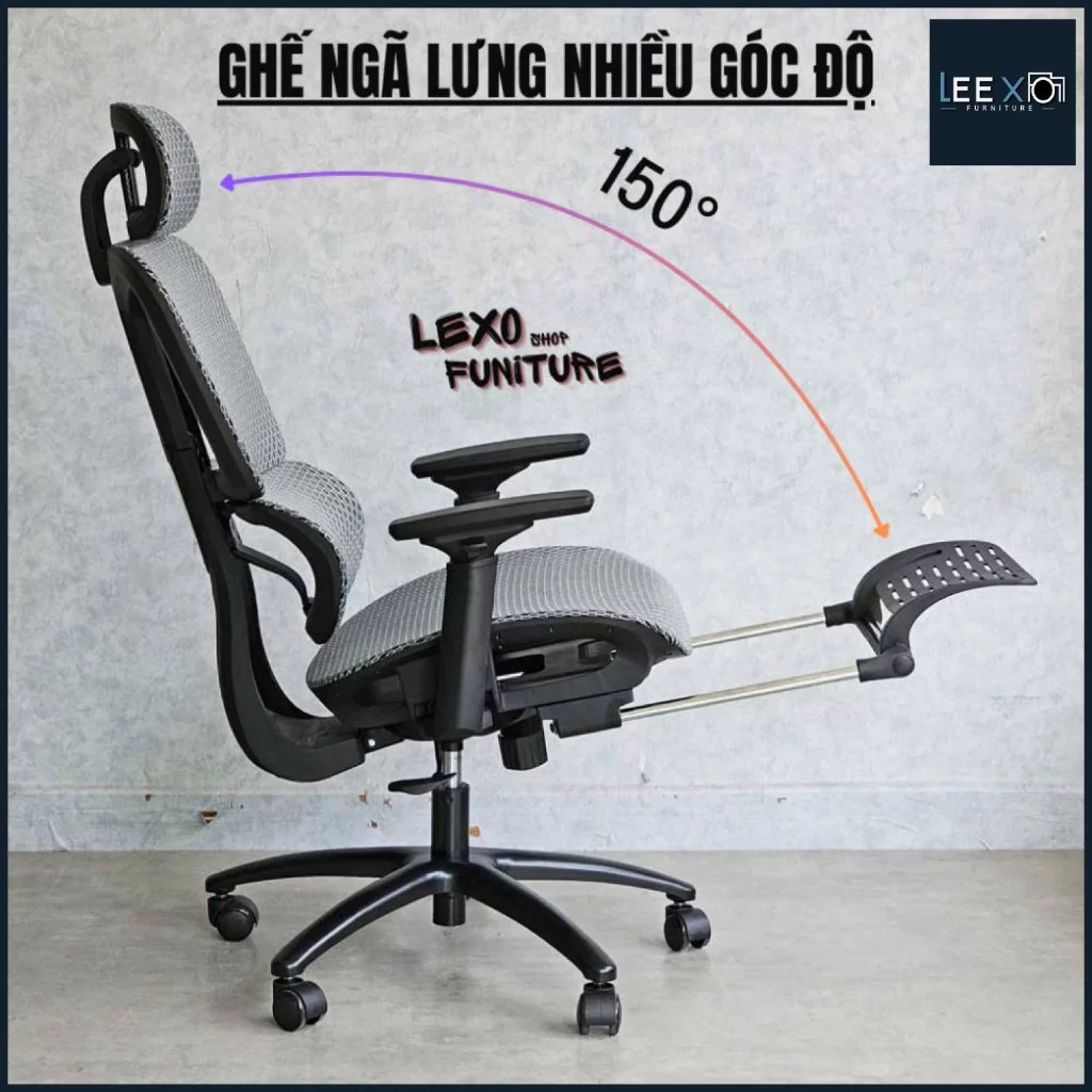 Ghế Công Thái Học LX21 Full Lưới – Hỗ Trợ Cột Sống, Ngả Lưng Thư Giãn, Thiết Kế Hiện Đại_thumbnail_4
