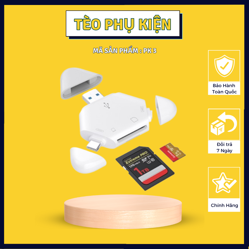 Đầu Đọc Thẻ 3 Trong 1 Khe Cắm Kép Tam Giác TF / Micro-SD Thẻ Nhớ Bộ Chuyển Đổi OTG Cho Điện Thoại Di Động_thumbnail_0