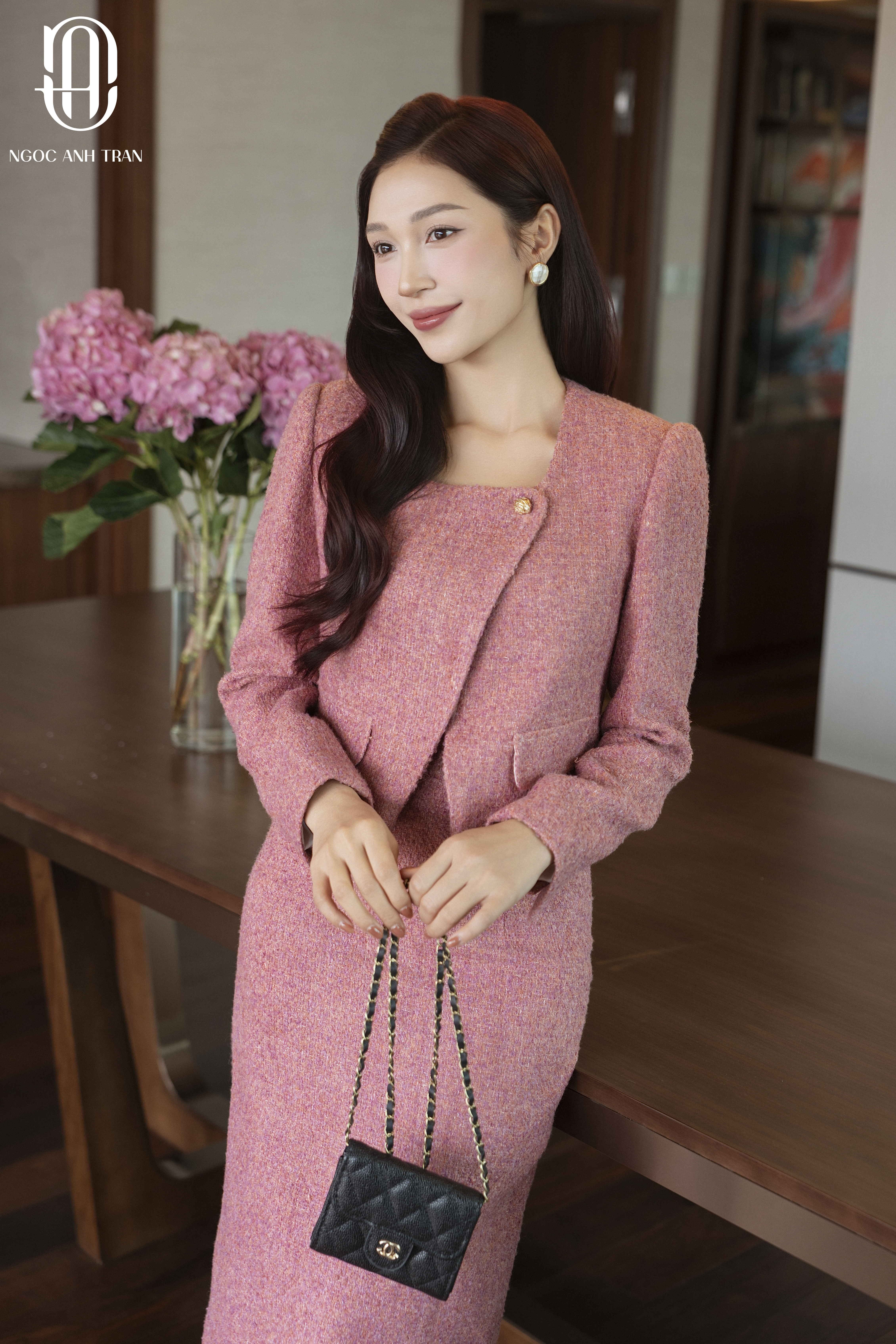 A244 - Áo kiểu hồng mận dài tay một cúc_thumbnail_2