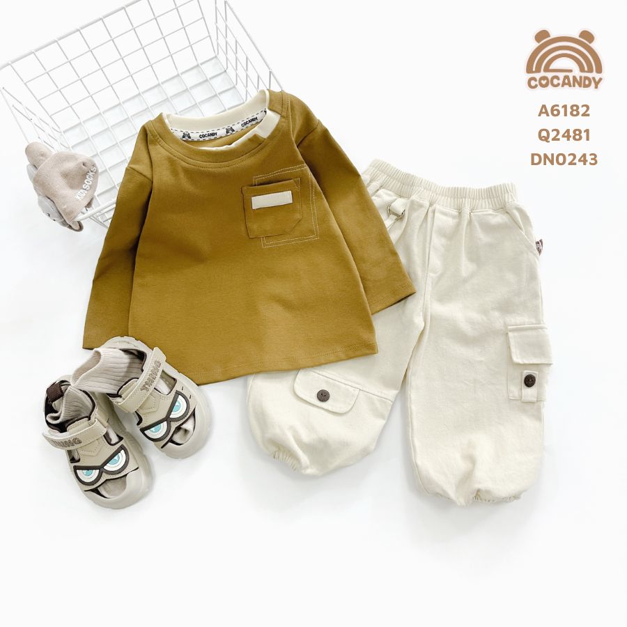 Áo dài RÊU cổ kép phối BE túi ngực_thumbnail_1