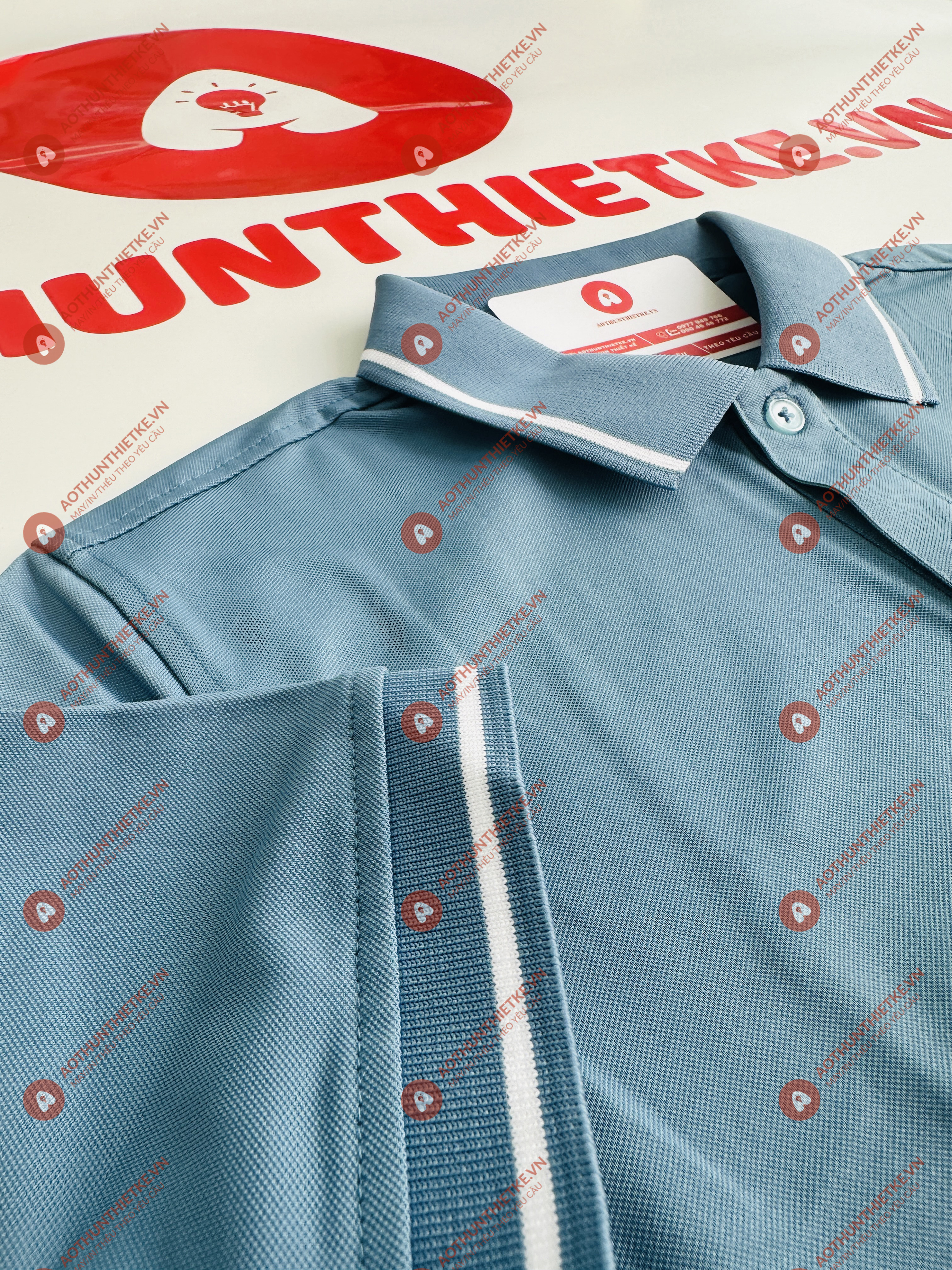 Áo Đồng Phục Polo 1 Sọc Xám Xanh_thumbnail_2