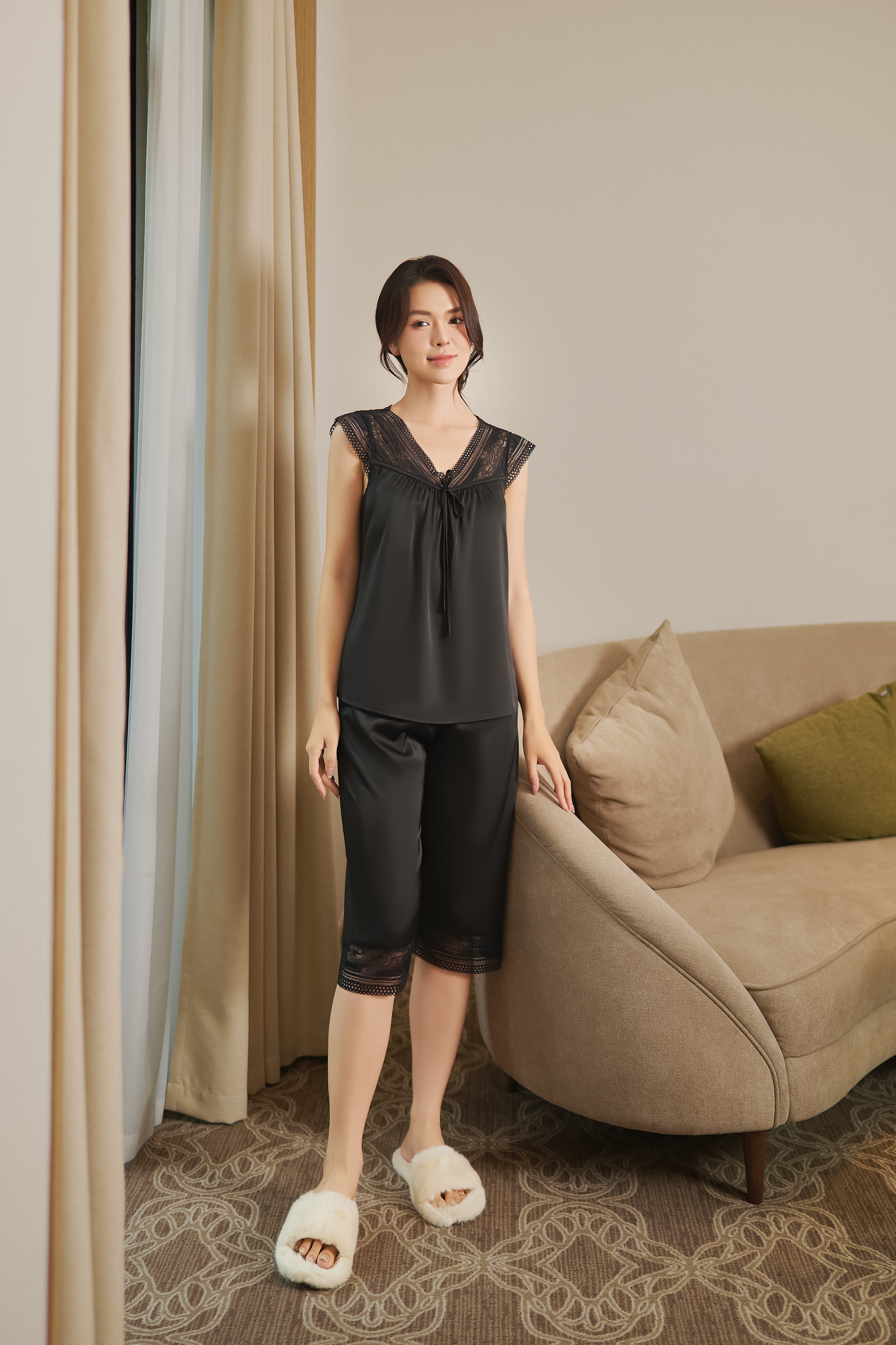 Bộ lụa áo cộc, quần lửng BN603