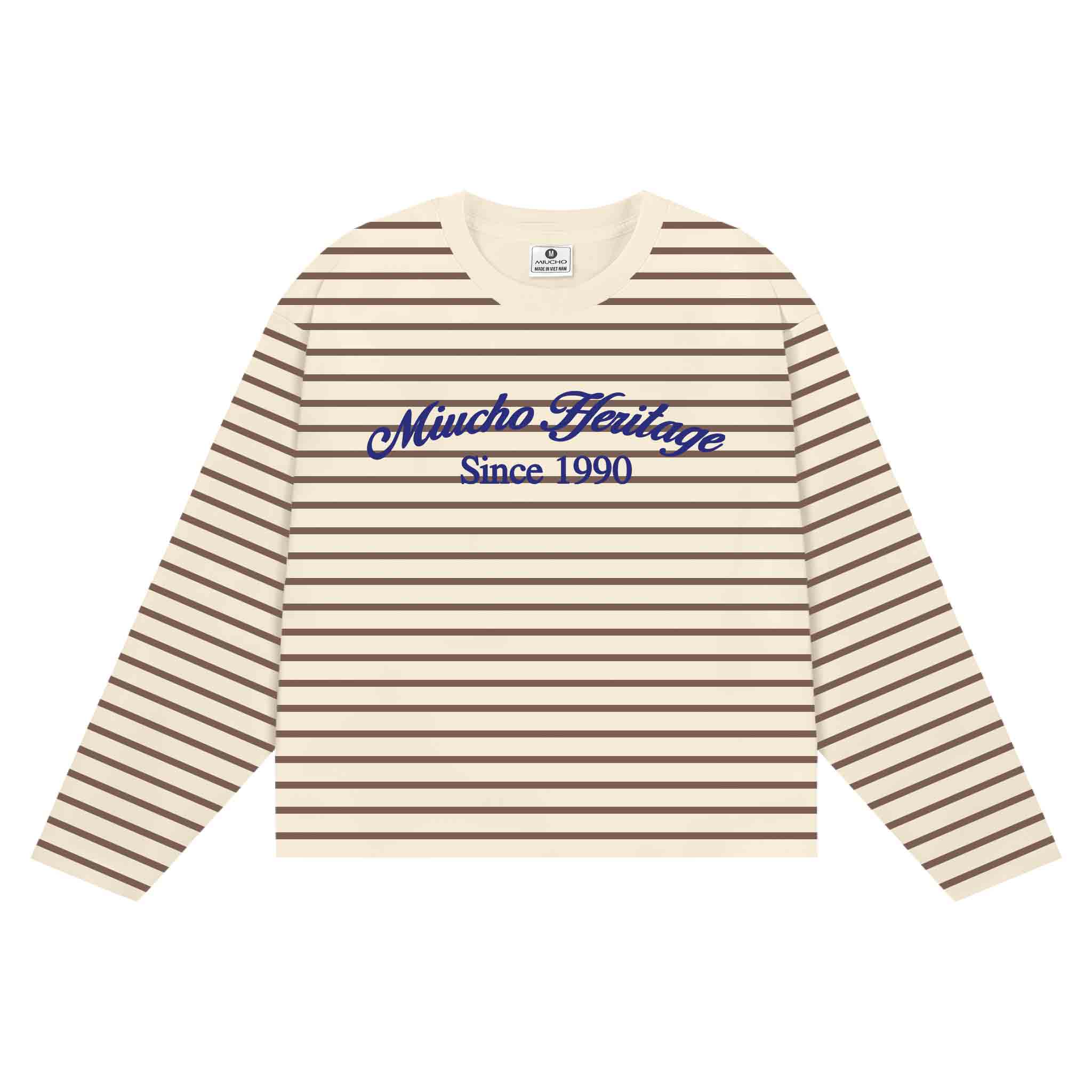 Áo thun boxy tay dài kẻ sọc Miucho bo rip cao cấp thoáng mát cổ tròn since 1990 in typography 2699_thumbnail_3