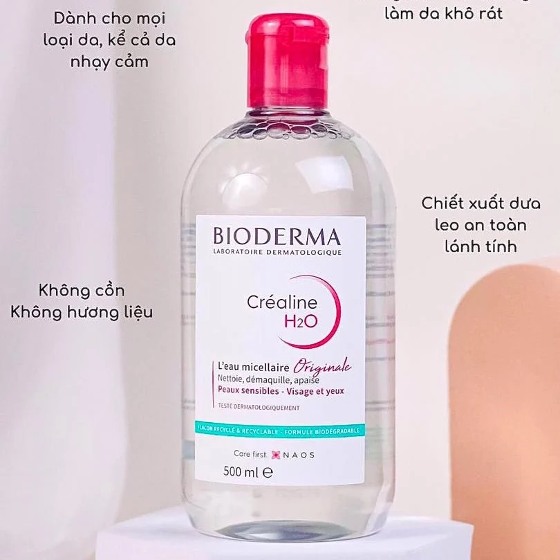 Nước tẩy trang dành cho da nhạy cảm Bioderma Crealine H2O Original Micellar Water 500ml