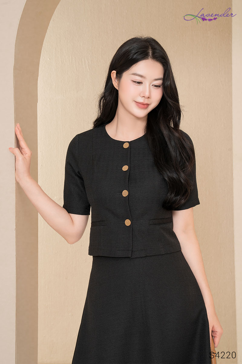 Set vest tweed tay cộc màu đen_thumbnail_3