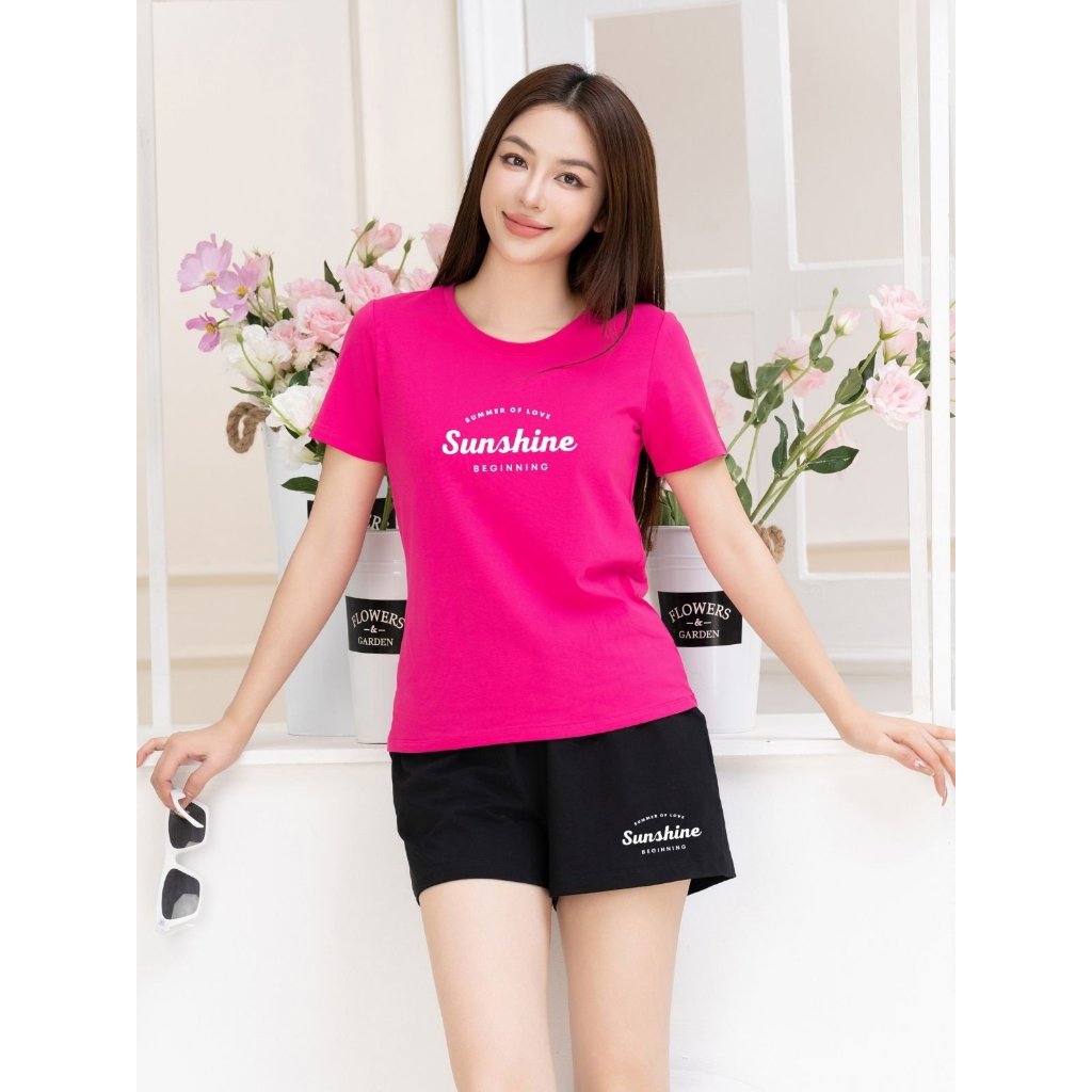 [Form Vừa] Bộ đồ nữ dáng vừa- Set đồ nữ mặc nhà mùa hè (áo thun + quần đùi) - LOZA G0132_thumbnail_1