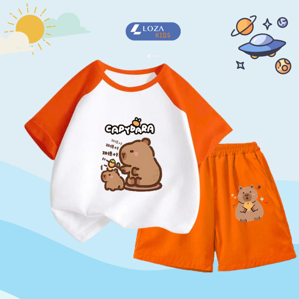 Bộ quần áo trẻ em phối màu in hình 'Capybara dưa hấu'- Loza Kids BD031_thumbnail_6