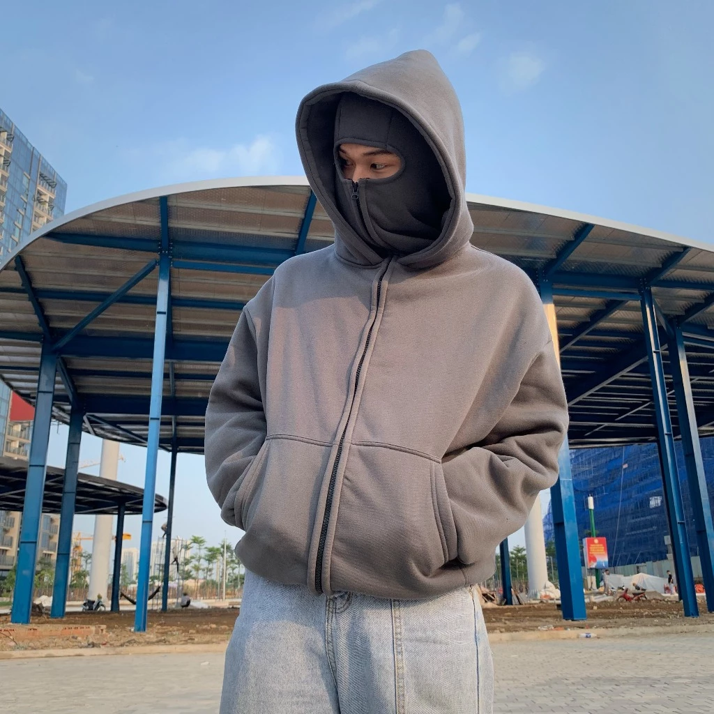 M118 - Áo Khoác Hoodie Zip Ninja 2 mũ, chất liệu nỉ bông, dày dặn, có túi trong, xỏ ngón, nón ninja_thumbnail_2