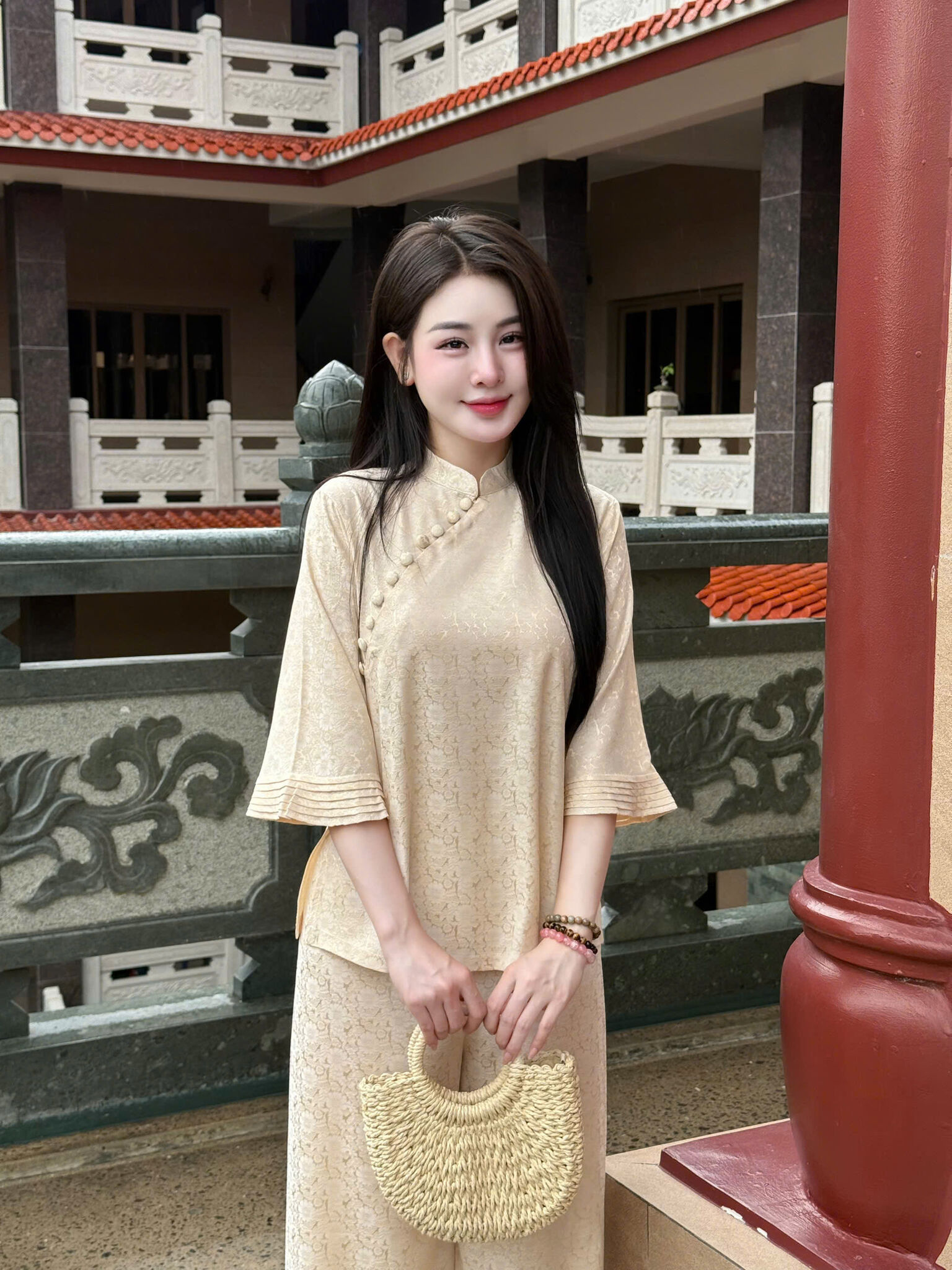 PP342 Pháp phục lễ chùa cao cấp Tinh Nhi tay xếp ly_thumbnail_0