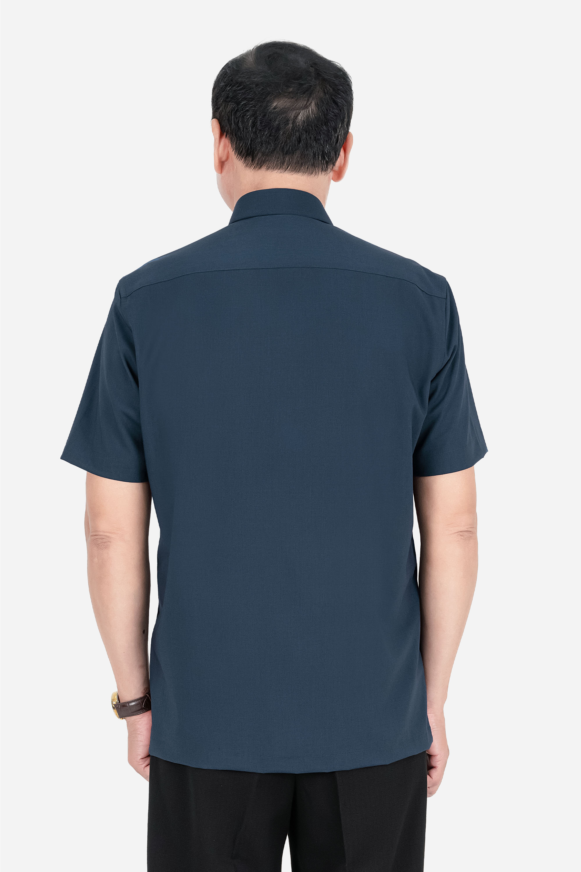 Áo Sơ Mi Trơn Cộc Tay Nam Trung Niên ANCHI Chất Liệu Sợi Gỗ Thoáng Mát Màu Xanh Nhạt_thumbnail_24