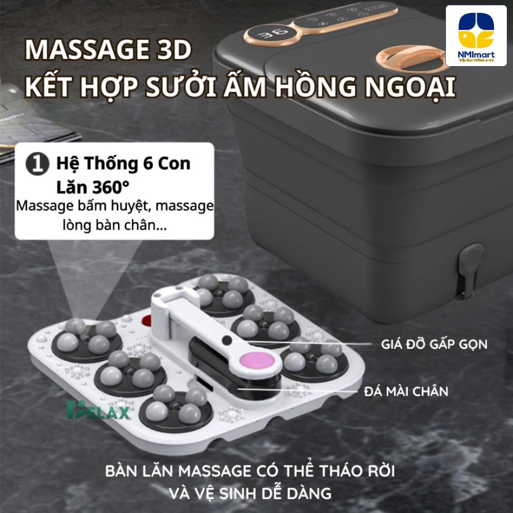 Bồn Ngâm Chân Massage Delax Thư Giãn, Bấm Huyệt, Ngâm Chân Thảo Dược, Thải Độc Tăng Cường Sức Khỏe_thumbnail_6