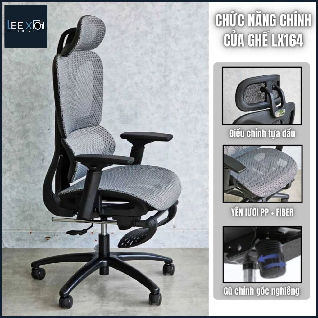 Ghế Công Thái Học LX21 Full Lưới – Hỗ Trợ Cột Sống, Ngả Lưng Thư Giãn, Thiết Kế Hiện Đại_thumbnail_6