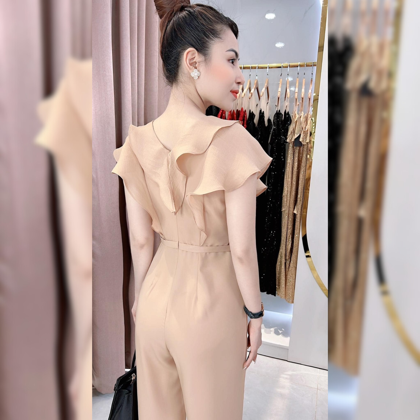 Jumpsuit cổ V phối bèo vai đính Belt_thumbnail_7