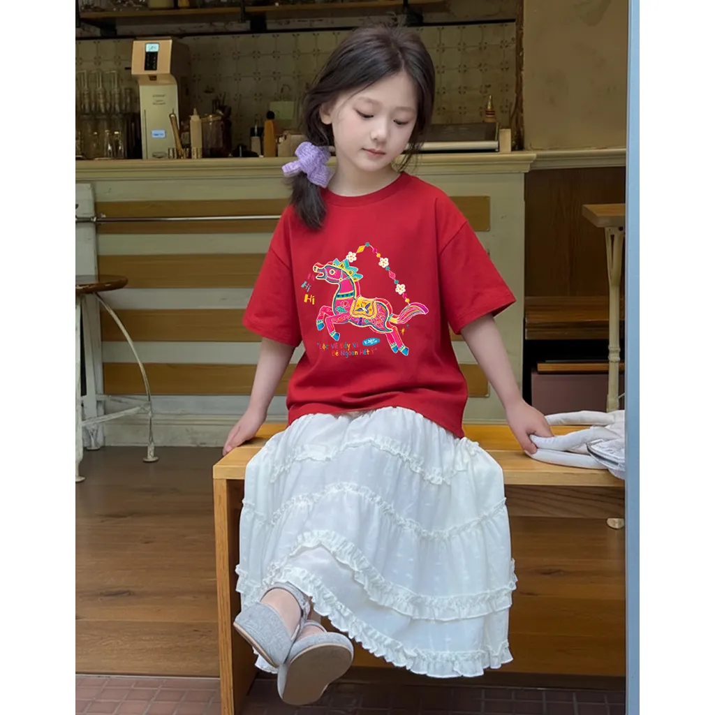 Áo thun cho bé gái Kado vải cotton thoáng mát mềm mại thoải mái Tuổi Ngọ in mix 2859_thumbnail_4