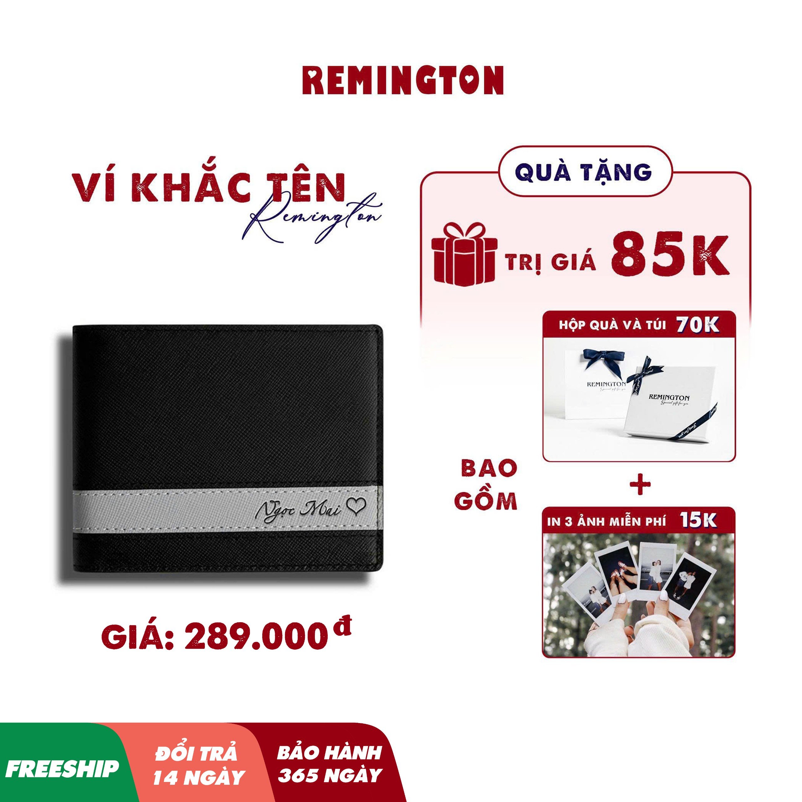 [ Fullbox đã gói quà ] Ví nam khắc tên theo yêu cầu Remington - Cosmos ngang fullbox miễn phí in 3 ảnh và tặng kèm hộp, túi giấy làm quà tặng