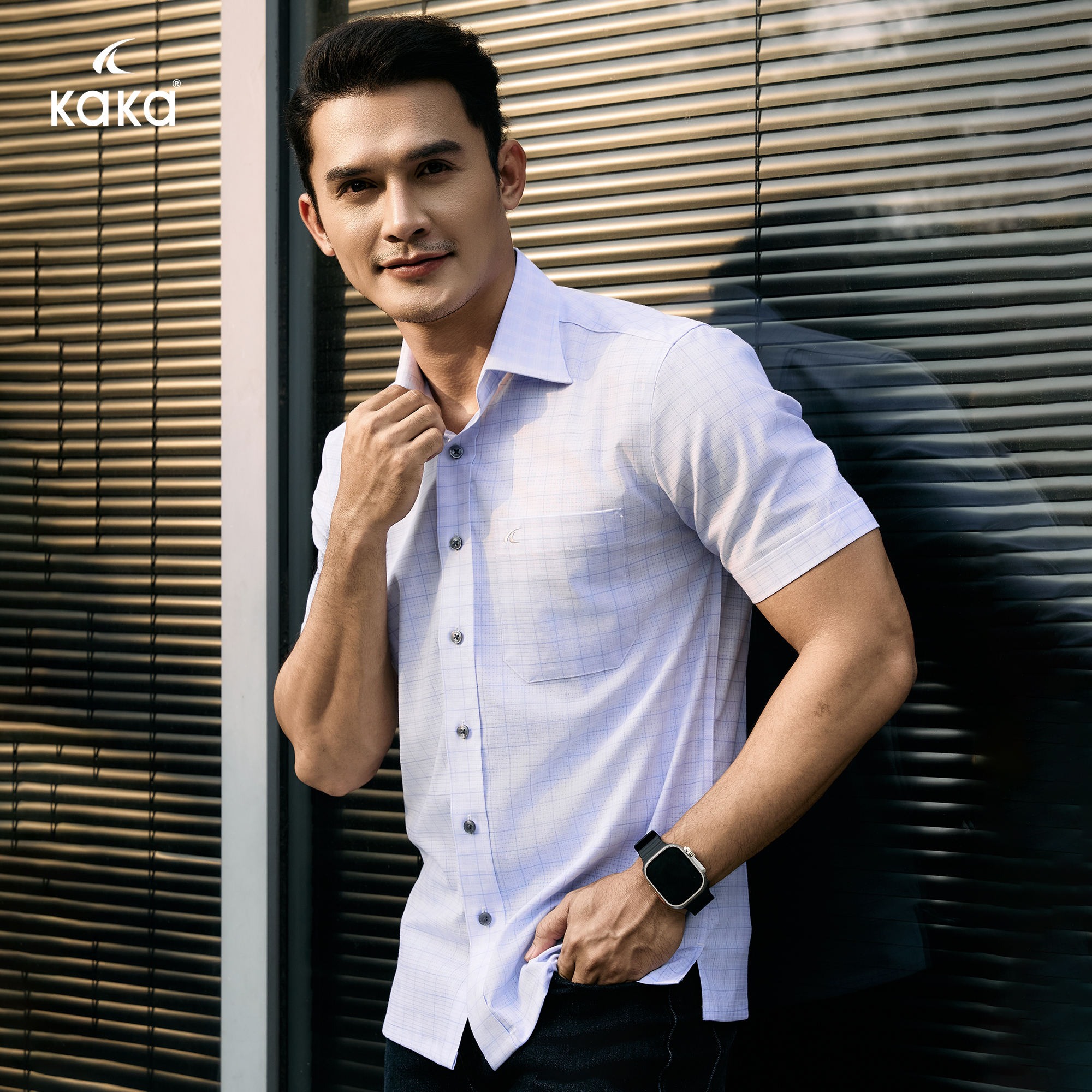 Áo Sơ Mi Kaka Họa Tiết Sọc Có Túi_thumbnail_6