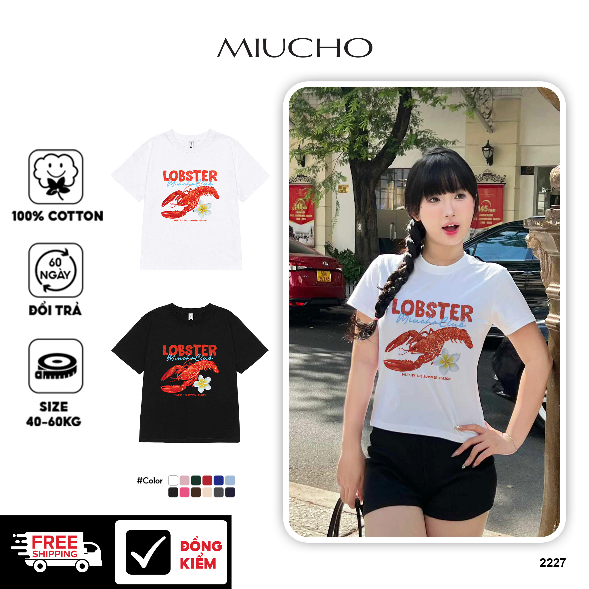 Áo baby tee form ôm hè biển 2227 Miucho cổ tròn vải cotton 4 chiều co giãn thoáng mát in mix_thumbnail_1