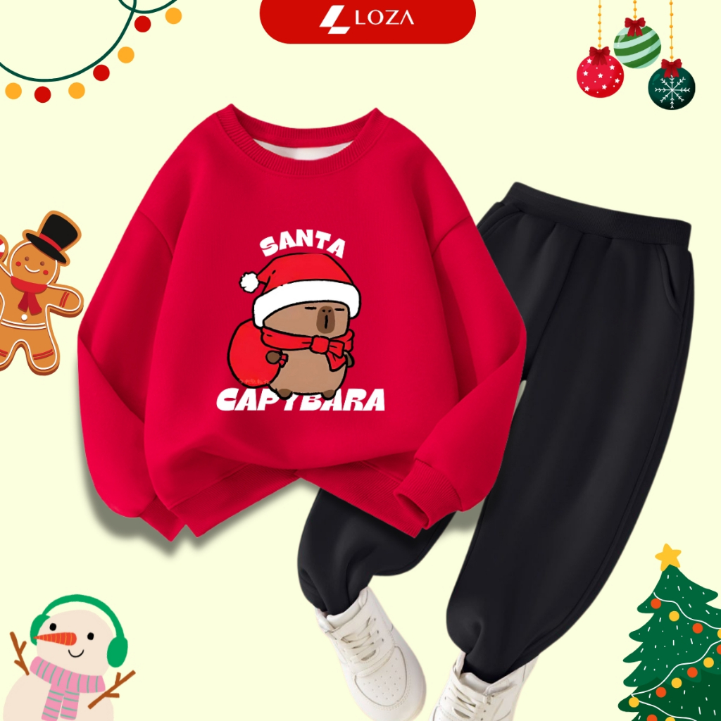 Bộ nỉ bé trai, bé gái in hình Capybara Fanta - Loza Kids BI190