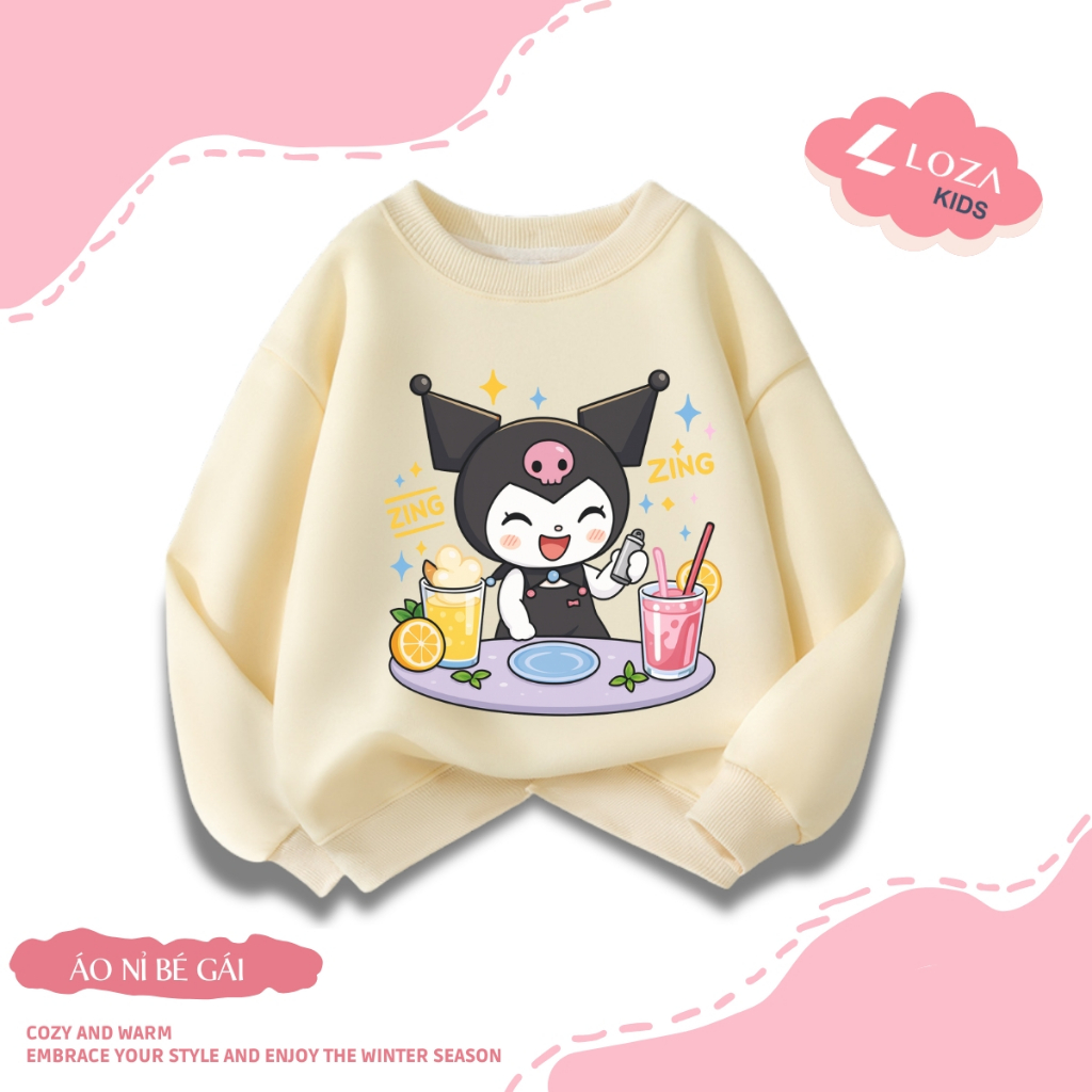 Áo nỉ sweater bé gái in hình Kuromi - Loza Kids IN3438