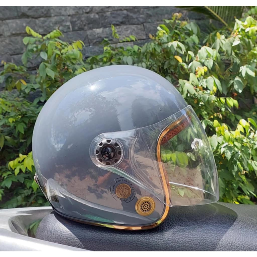 Nón bảo hiểm 3/4 kính dài thông gió nhiều màu đẹp MH08 - Xám