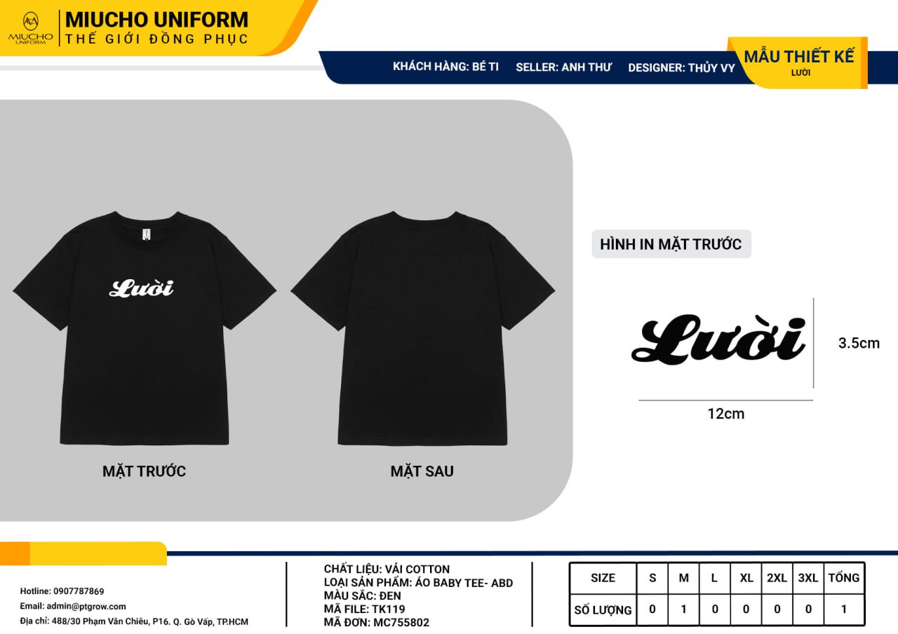 Áo baby tee thiết kế như yêu cầu TK113