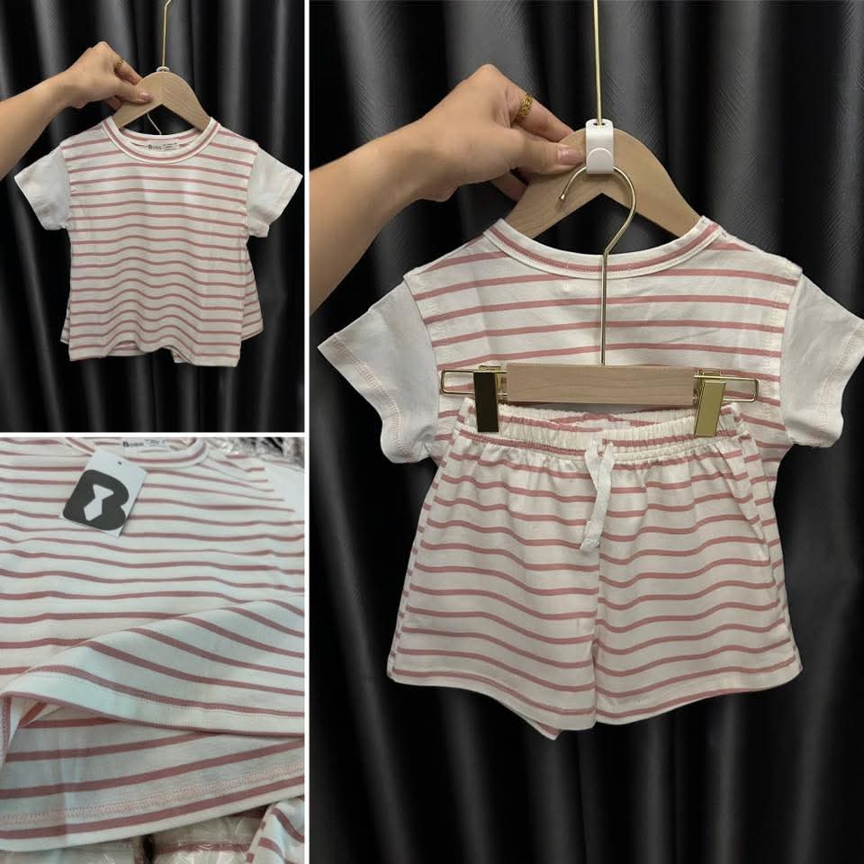 Set bộ cotton kẻ đỏ