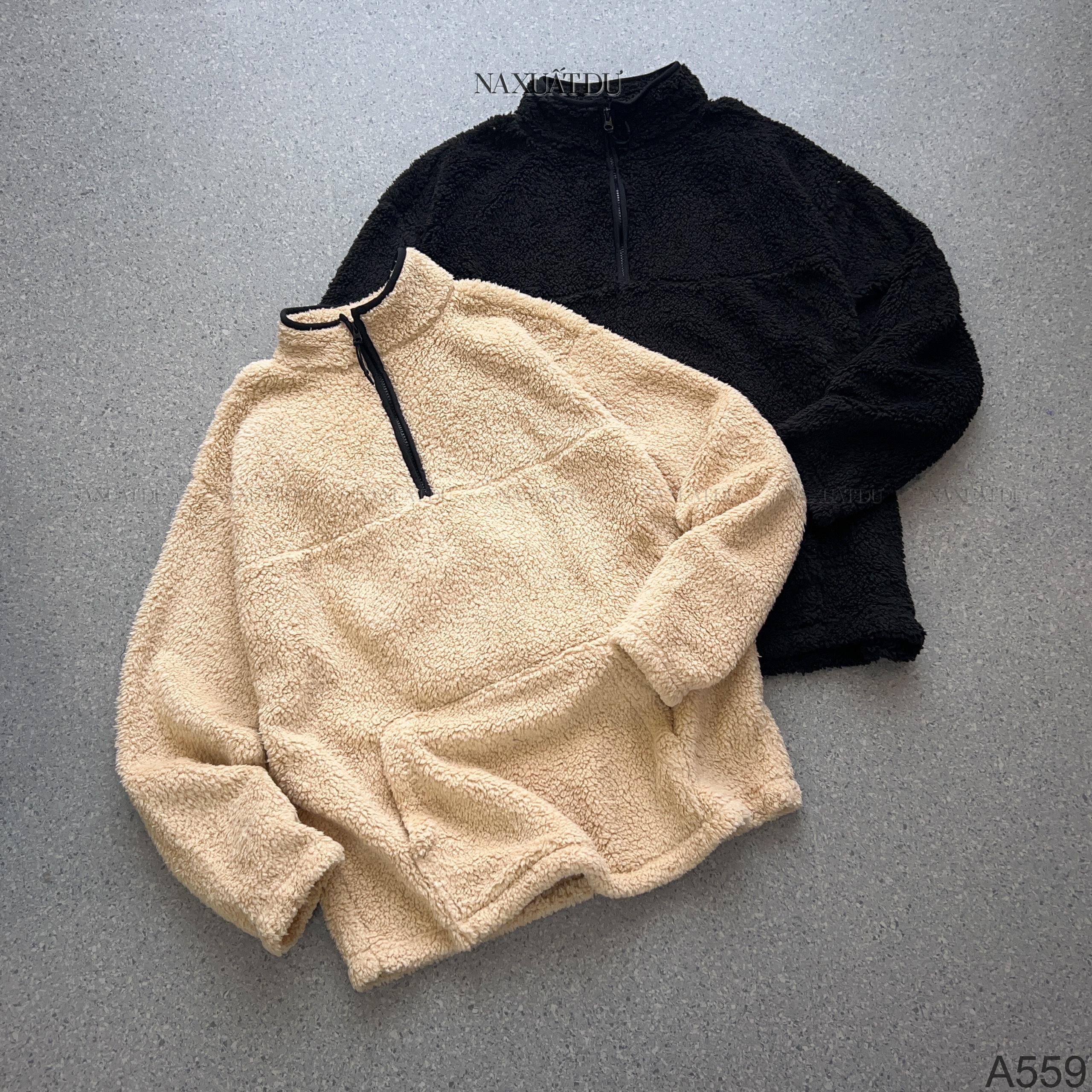 Set 2 Áo lông cổ có dây kéo unisex 