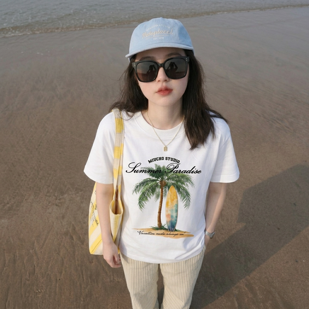 Áo thun boxy nam nữ du lịch hè biển Miucho 3467_thumbnail_5