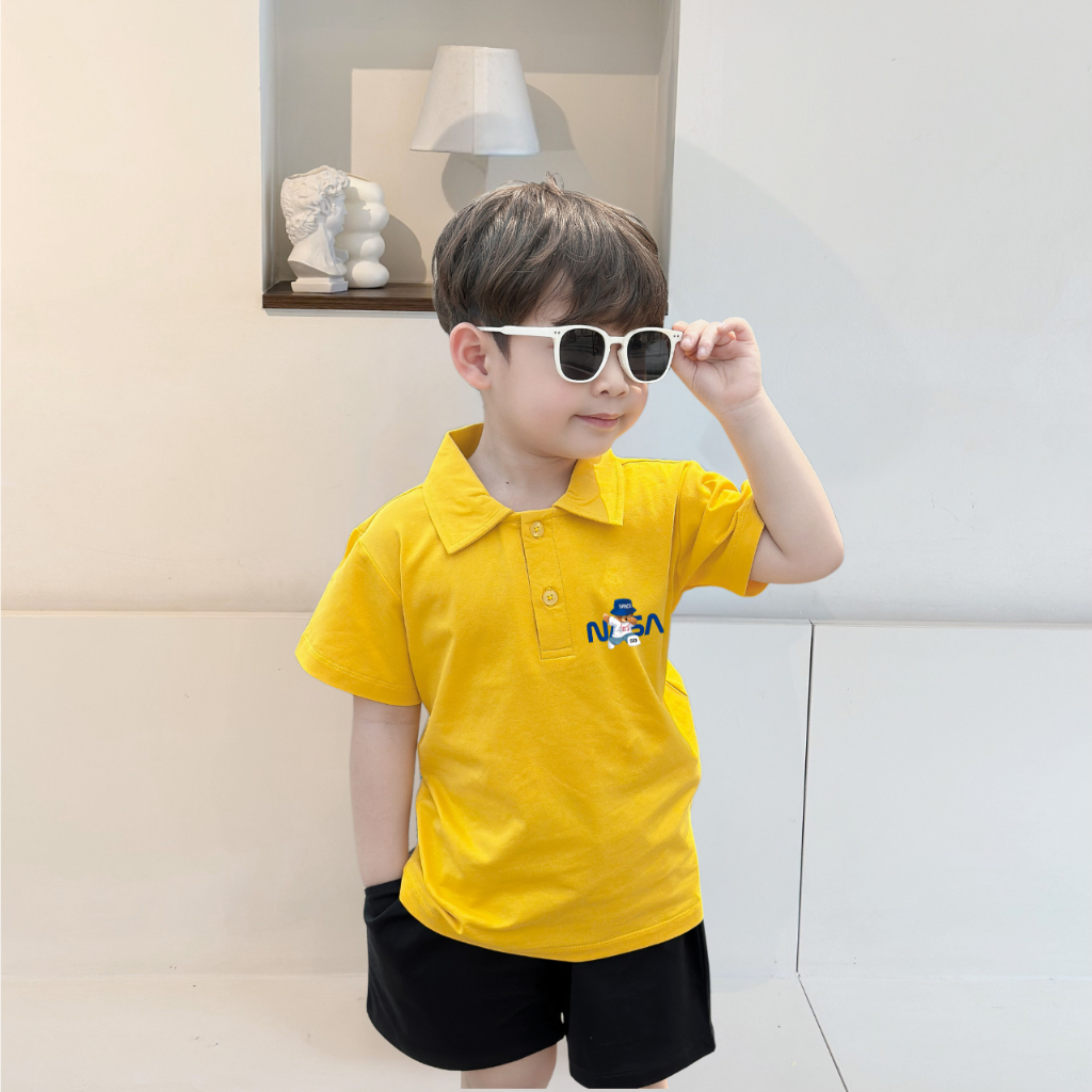 Áo polo bé trai in hình gấu NASA nhiều màu chất cotton 4 chiều  - Áo thun có cổ cho bé Loza Kids PL3235_thumbnail_3