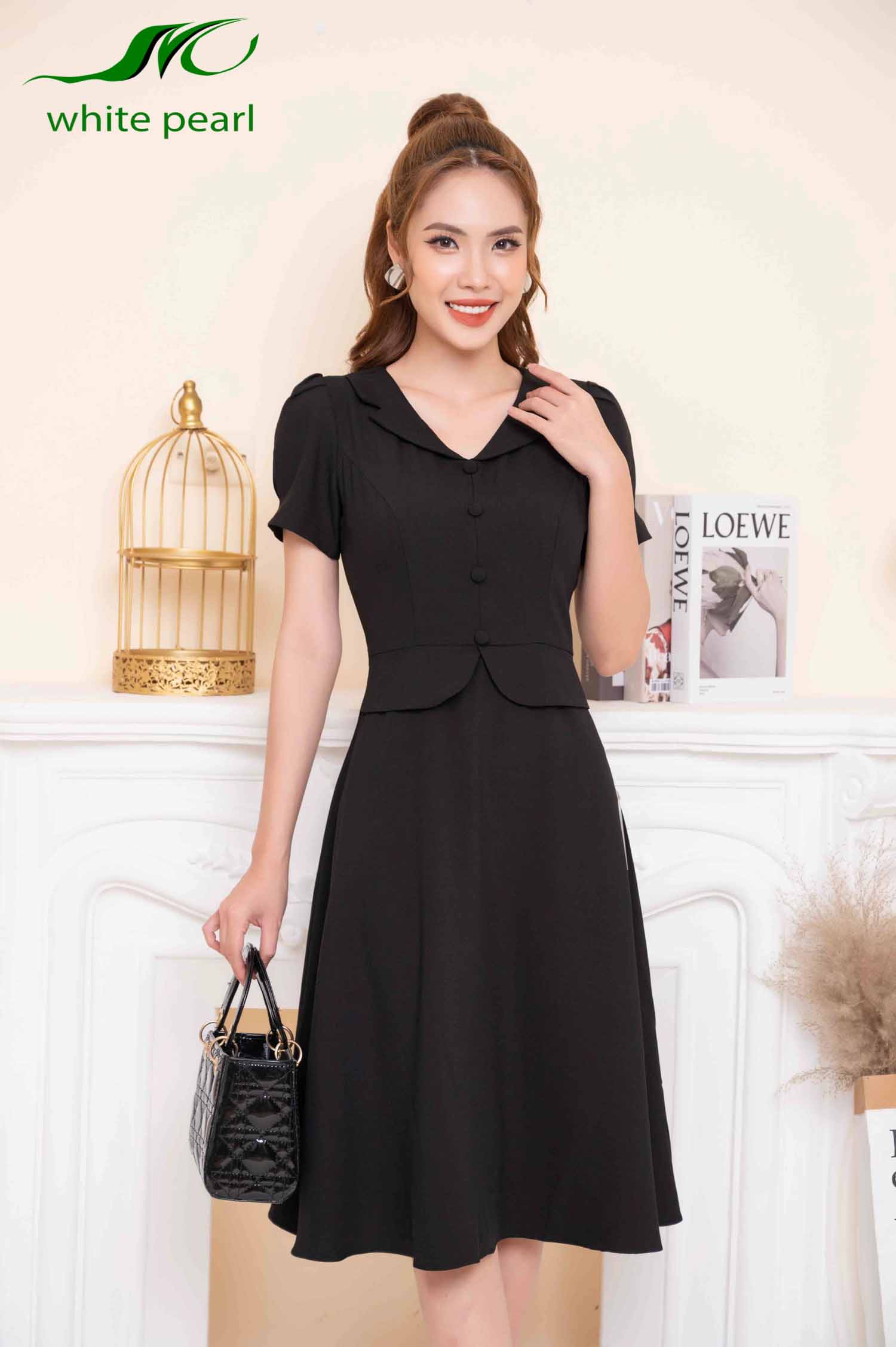 Váy ký giả vạt tròn cao cấp thời trang công sở White Pearl_thumbnail_1
