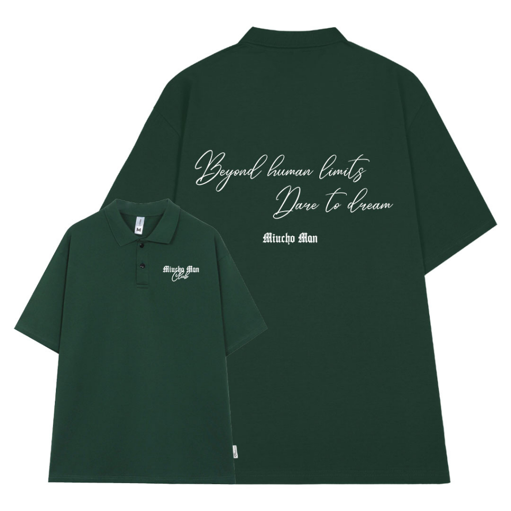 Áo polo nam form rộng đẹp PLD195 Miucho Man tay lỡ vải cotton mềm mại cho nam in Typography_thumbnail_9