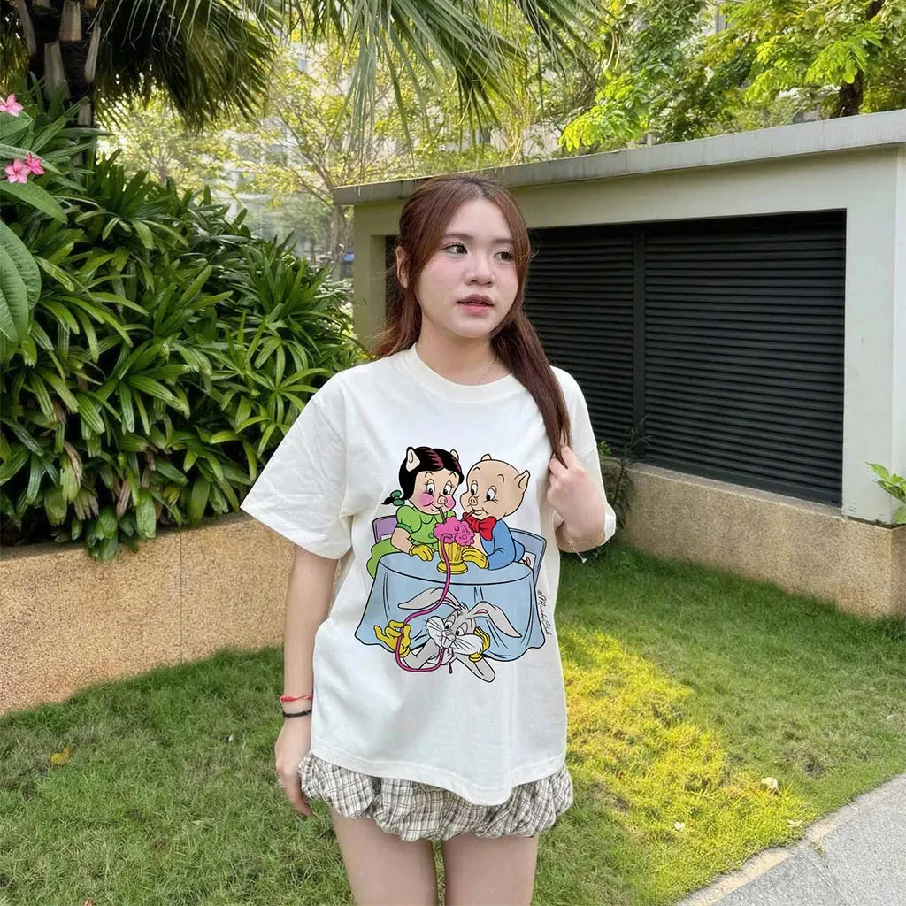 Áo thun boxy hoạt hình AXD2459 Miucho cổ tròn chất vải cotton 2 chiều cao cấp dày dặn in mix_thumbnail_6