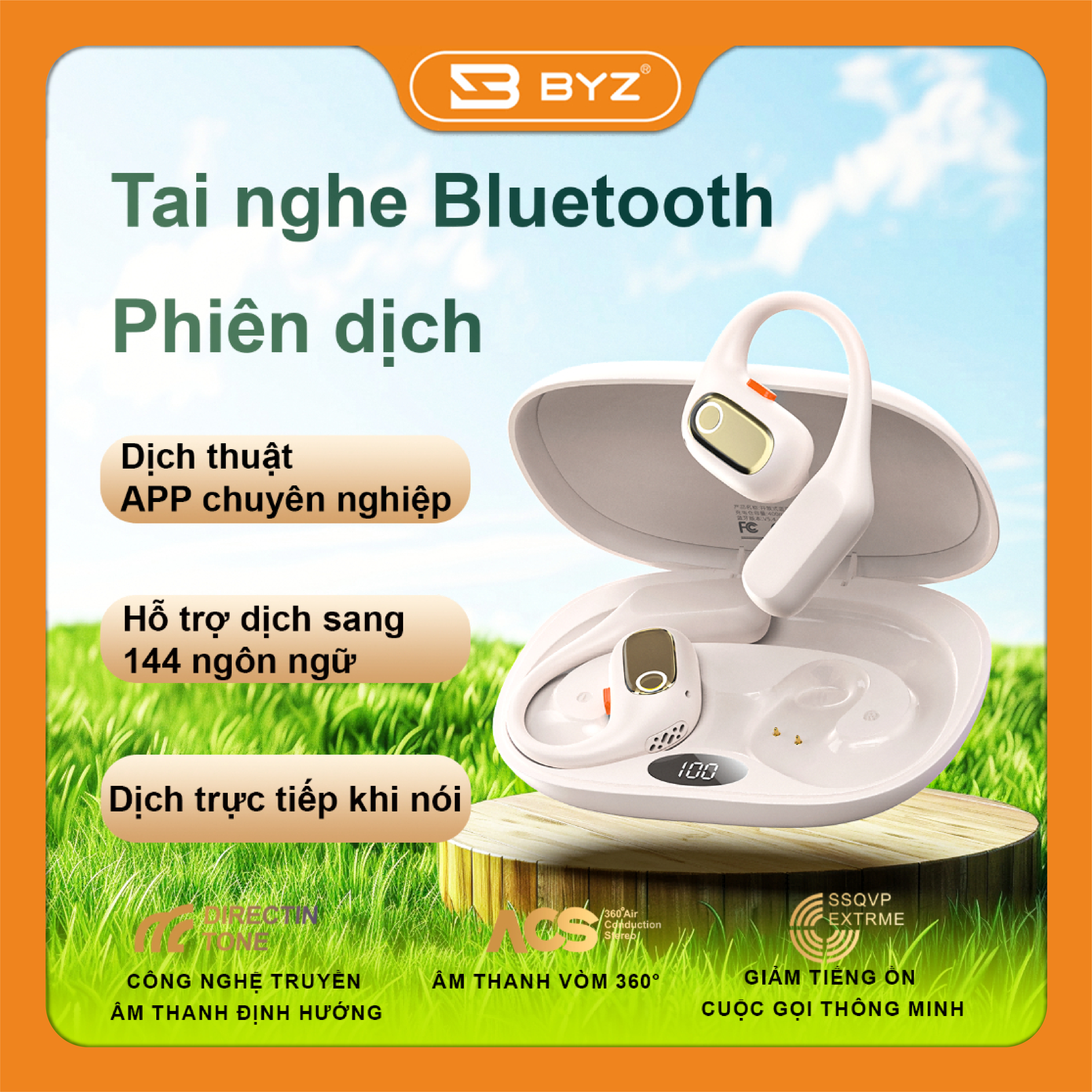 Tai nghe dịch thuật BYZ S500 Pro | Dịch hơn 100 ngôn ngữ | Pin trâu 25 giờ sử dụng