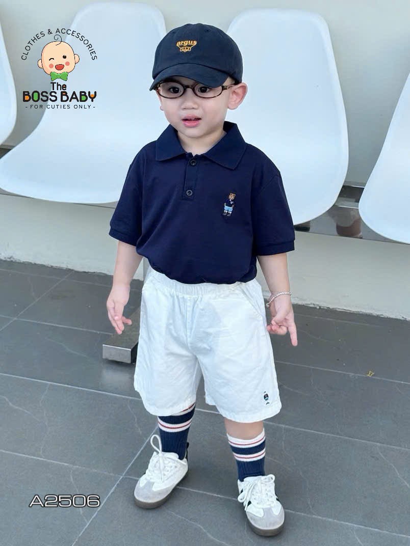 Áo polo cotton trơn gấu LA