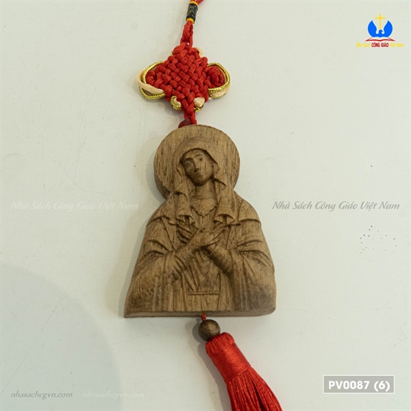 Khánh, dây treo ô tô gỗ trầm hương Đức Mẹ Hằng Cứu Giúp_thumbnail_1