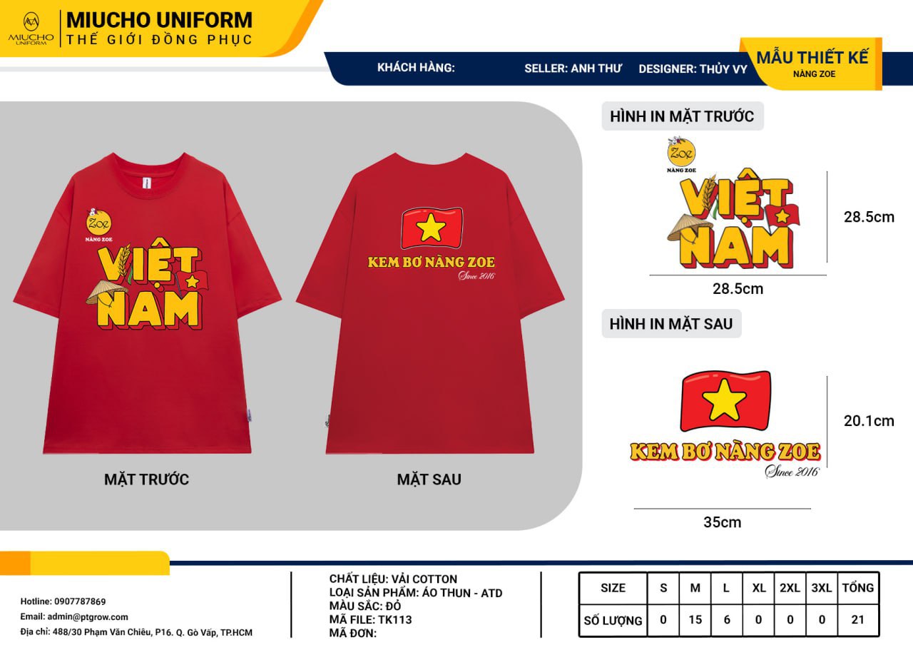 Áo thun thiết kế như yêu cầu TK113