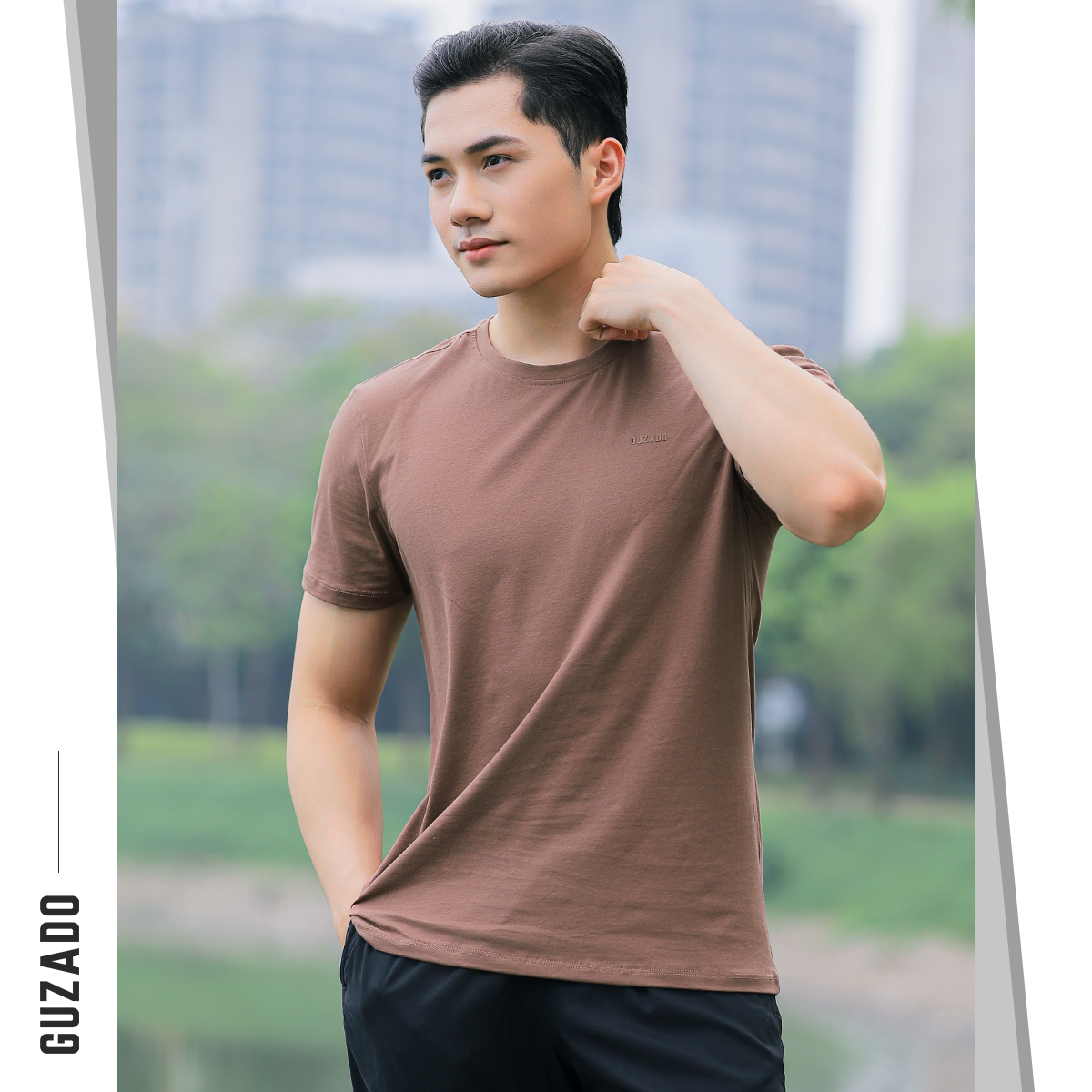 Đồ Bộ Guzado Áo Cotton Kết Hợp Quần Gió Basic  BTS03_thumbnail_40