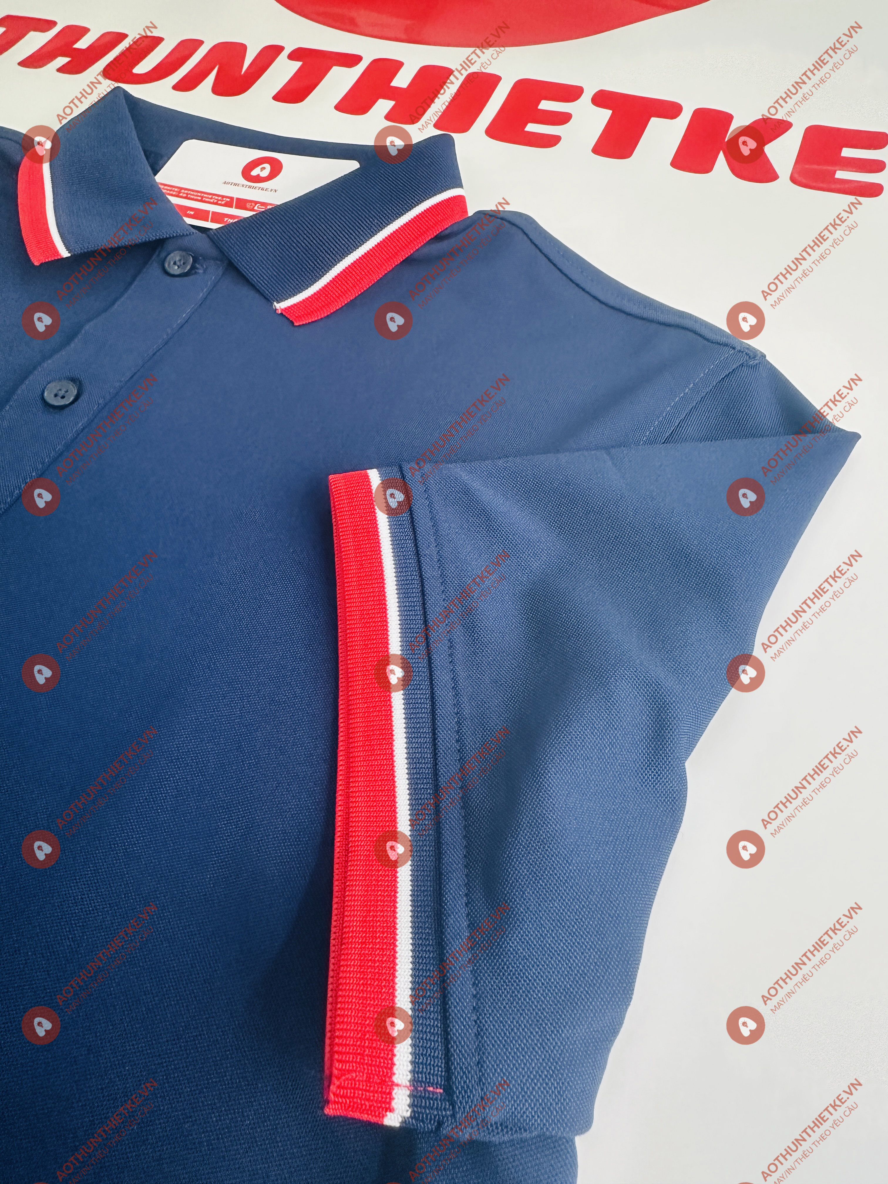 Áo Đồng Phục Polo 2 Sọc Xanh Navy_thumbnail_2